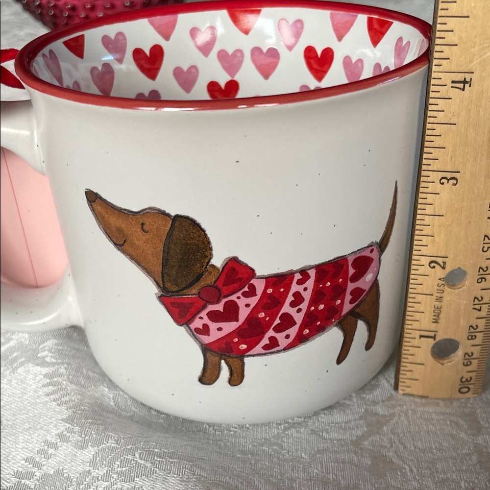 Valentine’s Day themed dachshund Mug with Red Accents - Picture 4 of 8